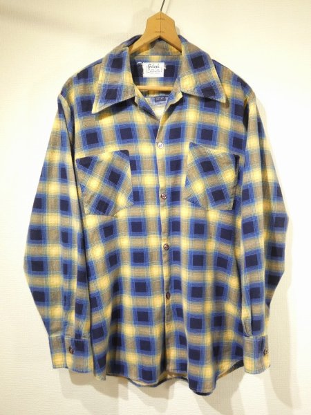 画像1: 〜 70s Galaxie OMBRE SHADOW PLAID  PRINT FLANNEL SHIRT (1)