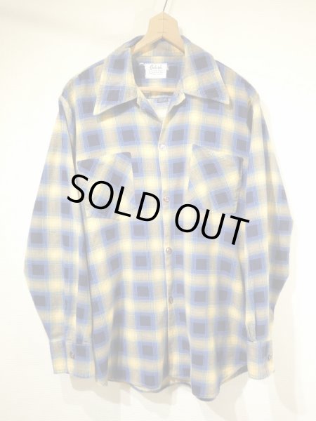 画像1: 〜 70s Galaxie OMBRE SHADOW PLAID  PRINT FLANNEL SHIRT (1)
