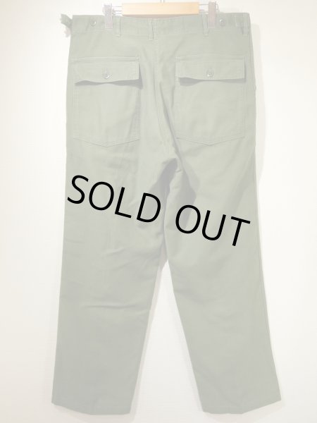画像2: 60s '64 US ARMY OG-107 COTTON SATEEN UTILITY BAKER PANTS  (2)