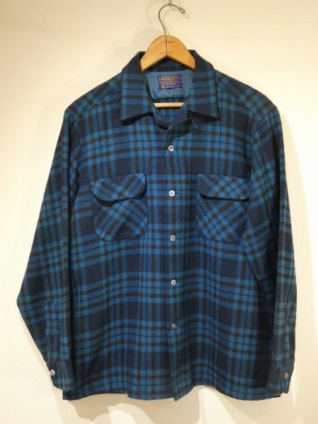 画像1: 60s Pendleton BLUE PLAID BOARD SHIRT (1)