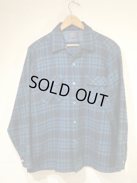 画像1: 60s Pendleton BLUE PLAID BOARD SHIRT (1)