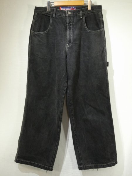 画像1: 90s 00s JNCO JEANS WIDE LOOSE BAGGY BLACK DENIM PAINTER PANTS (1)