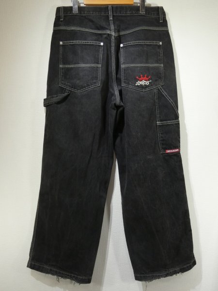 画像2: 90s 00s JNCO JEANS WIDE LOOSE BAGGY BLACK DENIM PAINTER PANTS (2)