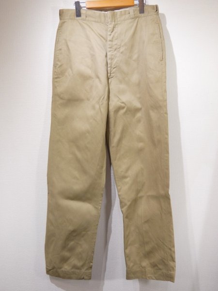 画像1: 70s US ARMY COTTON UNIFORM TWILL CHINO TROUSERS PANTS  (1)