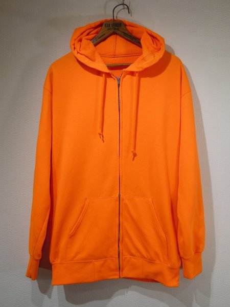 画像1: 70s UNKNOWN NEON ORENGE FULL ZIP SWEAT PARKA HOODIE (1)