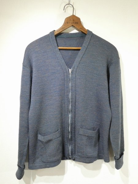 画像1: 40s 50s UNKNOWN FULL ZIP WORK SPORTS CARDIGAN (1)