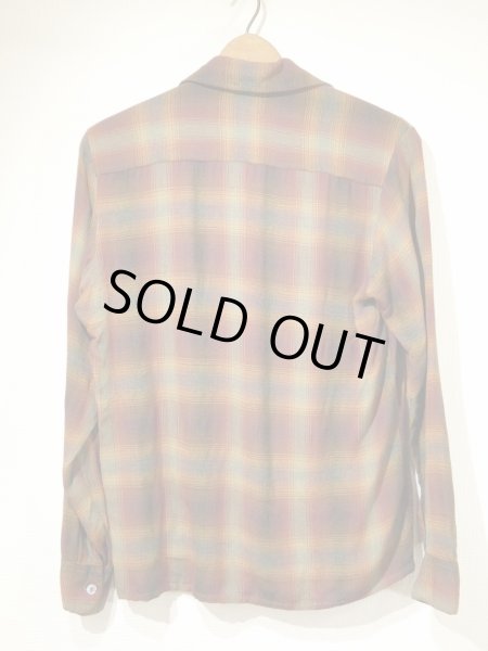 画像2: 60s 70s MONTGOMERY WARD OMBRE SHADOW PLAID  RAYON SHIRT (2)