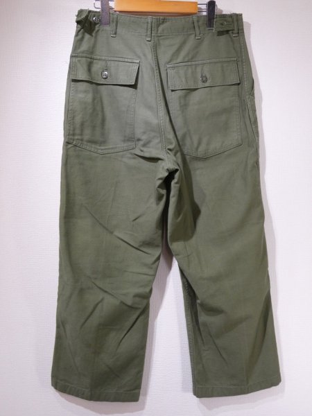 画像2: 60s '62 US ARMY OG-107 COTTON SATEEN UTILITY TROUSERS BAKER PANTS 1st LATE TYPE (2)