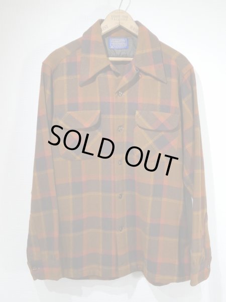 画像1: 70s Pendleton BROWN PLAID BOARD SHIRT (1)