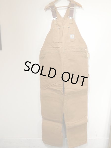 画像1: 80s Carhartt DOUBLE KNEE BROWN DUCK OVERALL DEAD STOCK ONE WASH MADE IN USA (1)