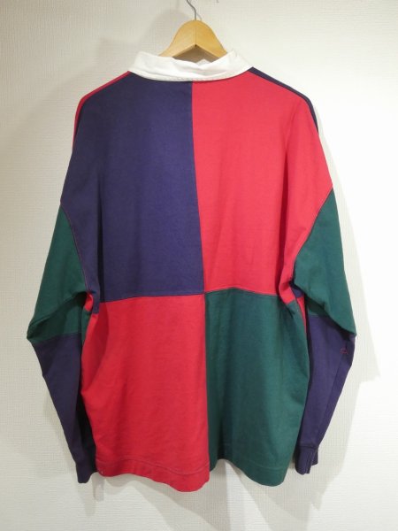 画像2: 80s 90s GAP PANEL SWITCH CRAZY PATTERN RUGGER RUGBY SHIRT (2)