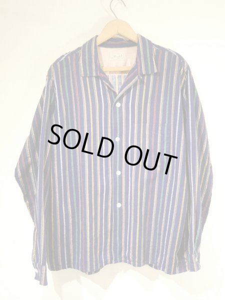 画像1: 50s Avon's MULTI STRIPE PRINT FLANNEL OPEN COLLAR SHIRT  (1)