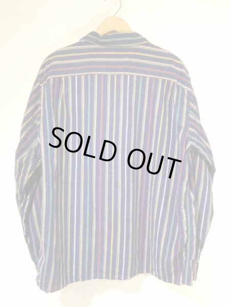 画像2: 50s Avon's MULTI STRIPE PRINT FLANNEL OPEN COLLAR SHIRT  (2)