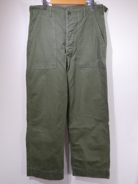画像1: 60s '61 US ARMY OG-107 COTTON SATEEN UTILITY TROUSERS BAKER PANTS 1st LATE TYPE (1)