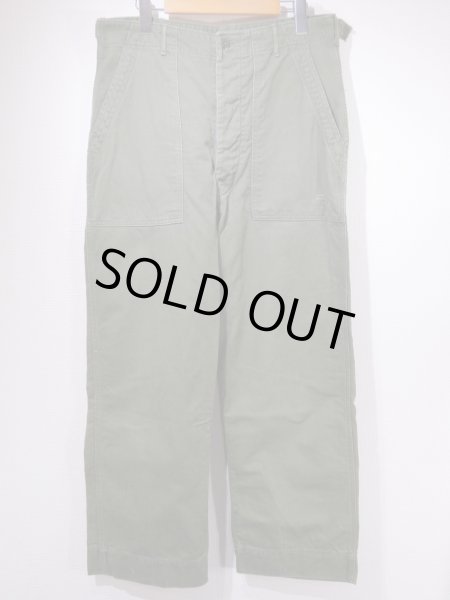 画像1: 60s '61 US ARMY OG-107 COTTON SATEEN UTILITY TROUSERS BAKER PANTS 1st LATE TYPE (1)