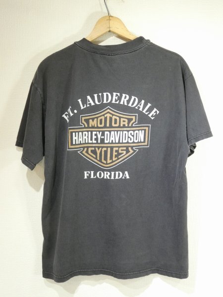 画像2: 00s HARLEY DAVIDSON OFICIAL ENGINE FLAME BAR & SHIELD LOGO PRINT T-SHIRT MADE IN USA (2)