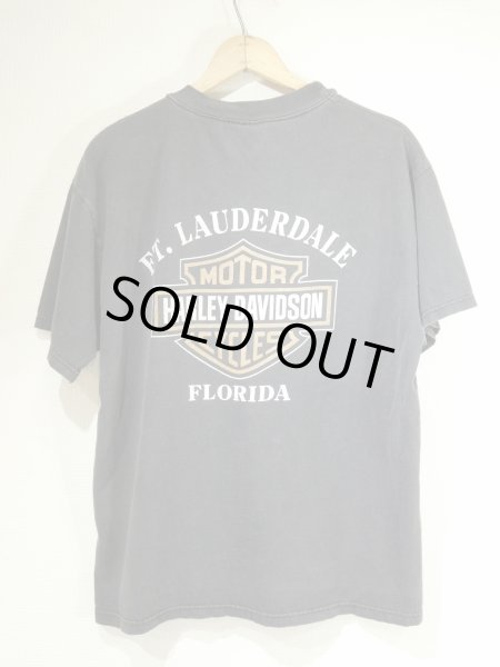 画像2: 00s HARLEY DAVIDSON OFICIAL ENGINE FLAME BAR & SHIELD LOGO PRINT T-SHIRT MADE IN USA (2)