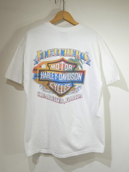 画像2: 00s HARLEY DAVIDSON OFFICIAL FLAME EAGLE DEALER SHOP BOTH SIDE PRINT T-SHIRT (2)