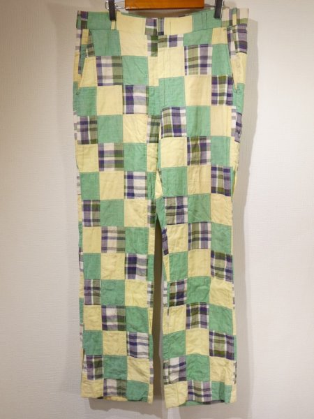 画像1: 70s Berle MADRAS CHECK PATCHWORK SLACKS PANTS (1)