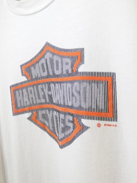 画像7: 90s HARLEY DAVIDSON OFFICIAL BLUR PRINT LOGO DEALER SHOP LONG SLEEVE T-SHIRT (7)