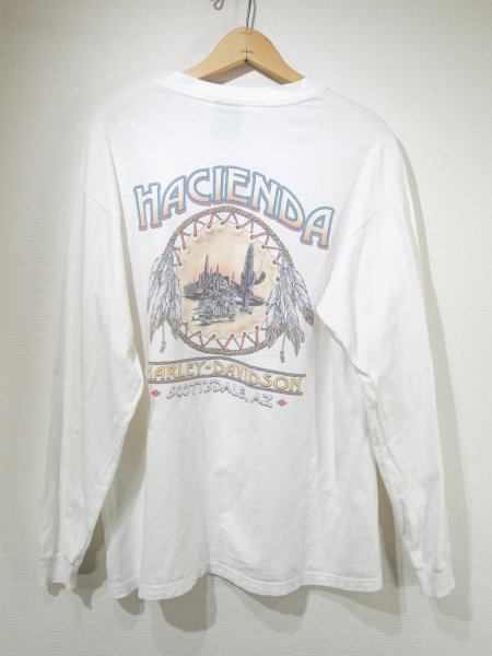 画像2: 90s HARLEY DAVIDSON OFFICIAL BLUR PRINT LOGO DEALER SHOP LONG SLEEVE T-SHIRT (2)