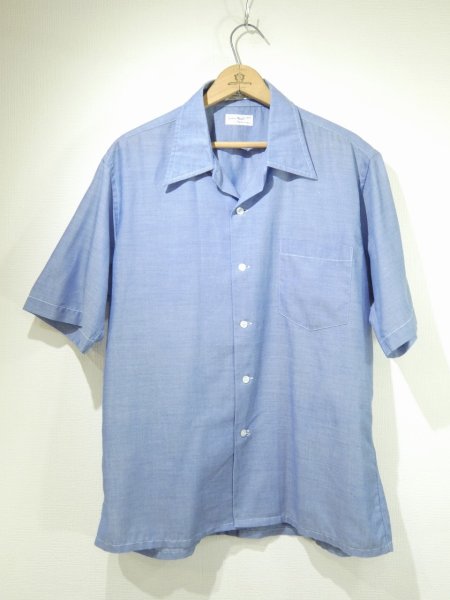 画像1: 70s Jordan Marsh by Hathaway CHAMBRAY OPEN COLLAR S/S SHIRT (1)