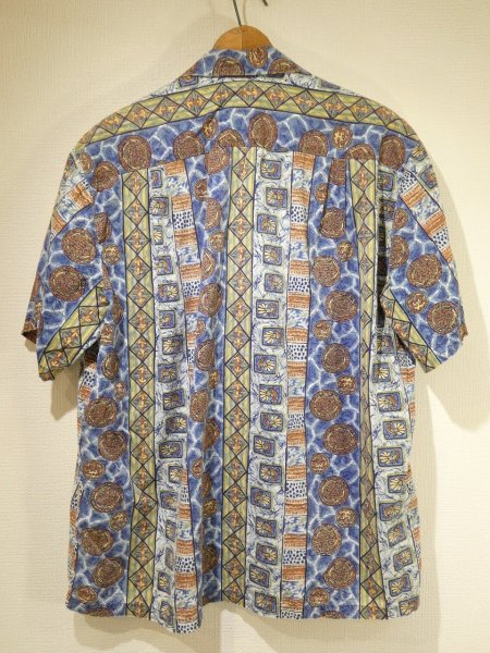 画像2: 50s 60s Duke Kahanamoku ALL OVER STRIPE （BORDER) PATTERN COTTON HAWAIIAN SHIRT (2)