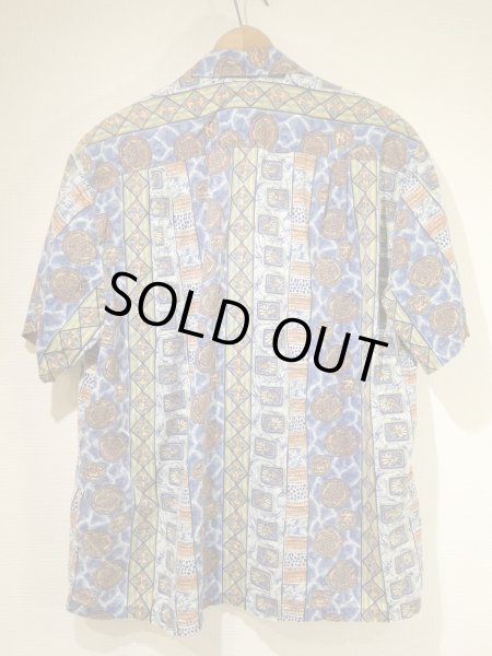 画像2: 50s 60s Duke Kahanamoku ALL OVER STRIPE （BORDER) PATTERN COTTON HAWAIIAN SHIRT (2)