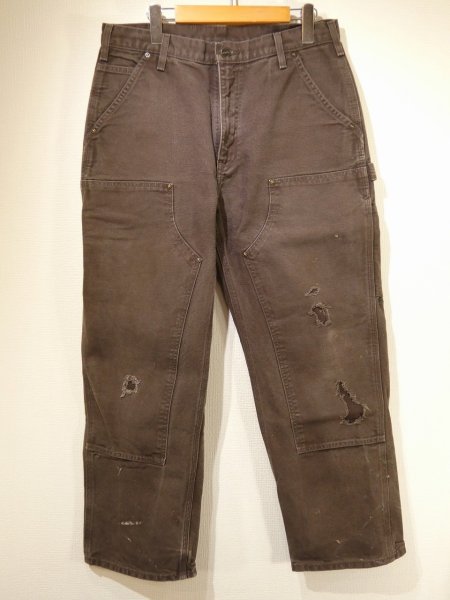 画像1: 20s Carhartt DOUBLE KNEE DARK BROWN DUCK PAINTER WORK PANTS  (1)