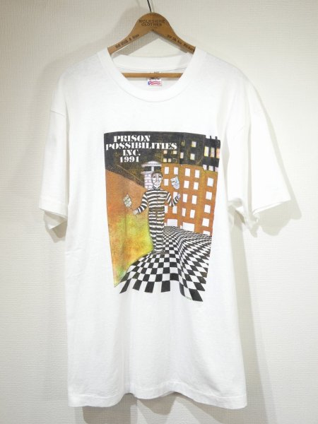 画像1: 90s FRUIT OF THE LOOM PRISON POSSIBILITIES INC PRINT T-SHIRT (1)