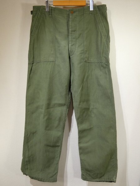 画像1: 50s US ARMY OG-107 COTTON SATEEN UTILITY TROUSERS BAKER PANTS 1st (1)