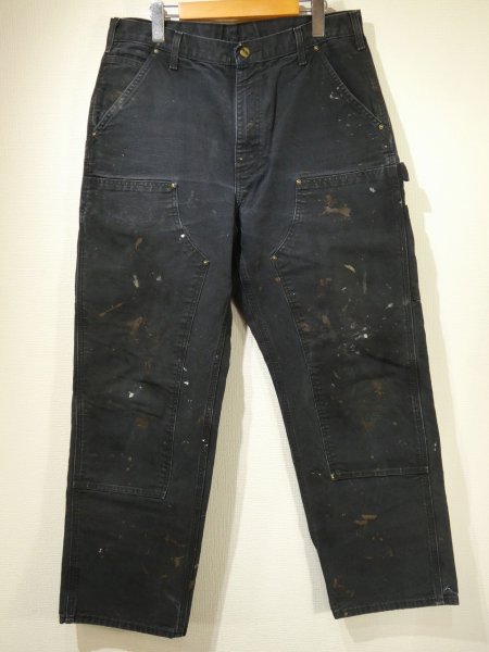 画像1: 00s Carhartt DOUBLE KNEE BLACK DUCK WORK PAINTER PANTS with PAINT (1)