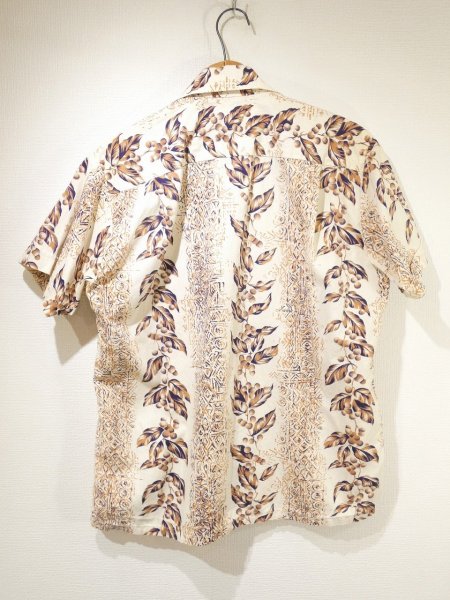 画像2: 60s Harris & Frank ALL OVER BORDER PATTERN COTTON HAWAIIAN SHIRT (2)