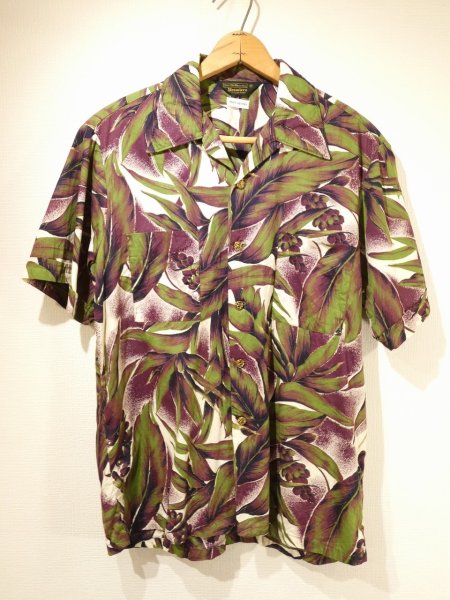 画像1: 〜 70s Sears Premiere COLLECTION BOTANICAL ALL OVER PATTERN COTTON HAWAIIAN SHIRT (1)