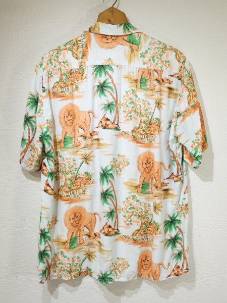 画像2: 60s NATIONAL SPORT SHIRT by Manhattan LION ALL OVER PATTERN RAYON HAWAIIAN SHIRT (2)