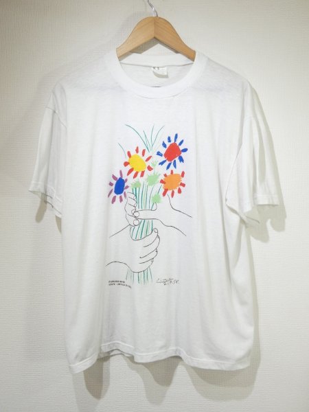 画像1: 80s 90s XL PABLO PICASSO The Bouquet of Peace ART T-SHIRT (1)