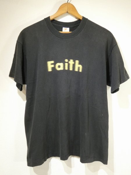 画像1: 90s FRUIT OF THE LOOM  Faith MOTION TEXT BOSS SIDE PRINT T-SHIRT MADE IN USA (1)