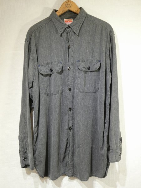 画像1: 50s POWR HOUSE SALT&PAPER BLACK CHAMBRAY SHIRT with ELBOW PATCH (1)