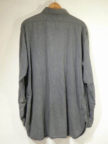画像2: 50s POWR HOUSE SALT&PAPER BLACK CHAMBRAY SHIRT with ELBOW PATCH (2)