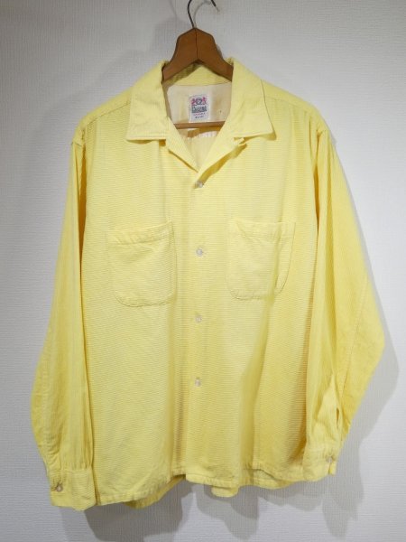 画像1: 50s 60s CAMPUS SIDEWAY RIBBED FABRIC CORDUROY OPEN COLLAR SHIRT (1)