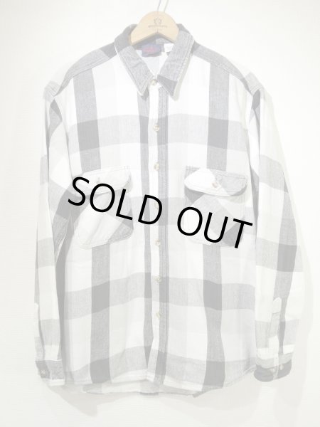 画像1: 90s DAKOTA MONOTONE PLAID HEAVY FLANNEL SHIRT (1)