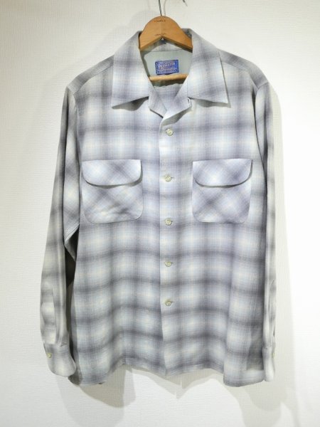 画像1: 50s Pendleton OMBRE SHADOW PLAID BOARD SHIRT (1)