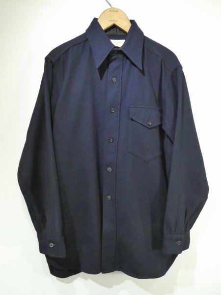 画像1: 40s US COAST GUARD USCG CPO BLUE FLANNEL SHIRT DEAD STOCK (1)