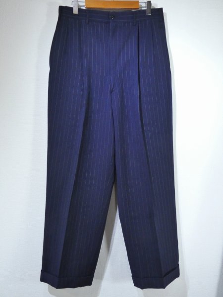 画像1: 50s UNKNOWN TWO TUCK STRIPE WOOL SLACKS PANTS DEAD STOCK (1)