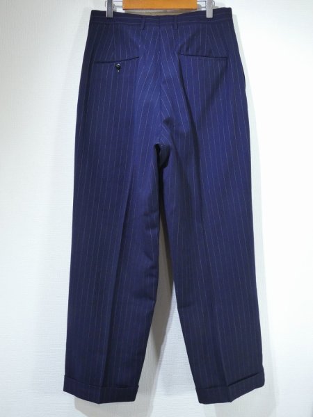 画像2: 50s UNKNOWN TWO TUCK STRIPE WOOL SLACKS PANTS DEAD STOCK (2)