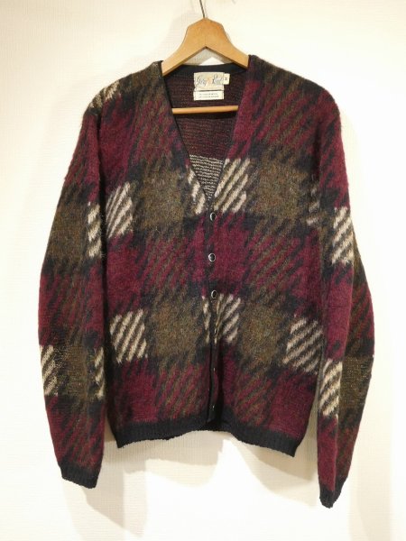 画像1: 60s Gary Reed PLAID MOHAIR CARDIGAN (1)