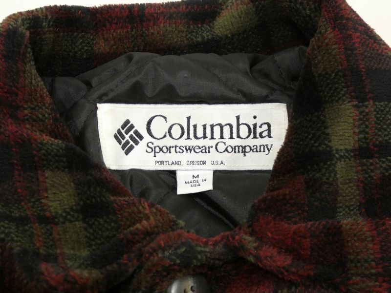 90s Columbia Sportswear Co.PLAID FLEECE JACKET with QUILTING LINER ...