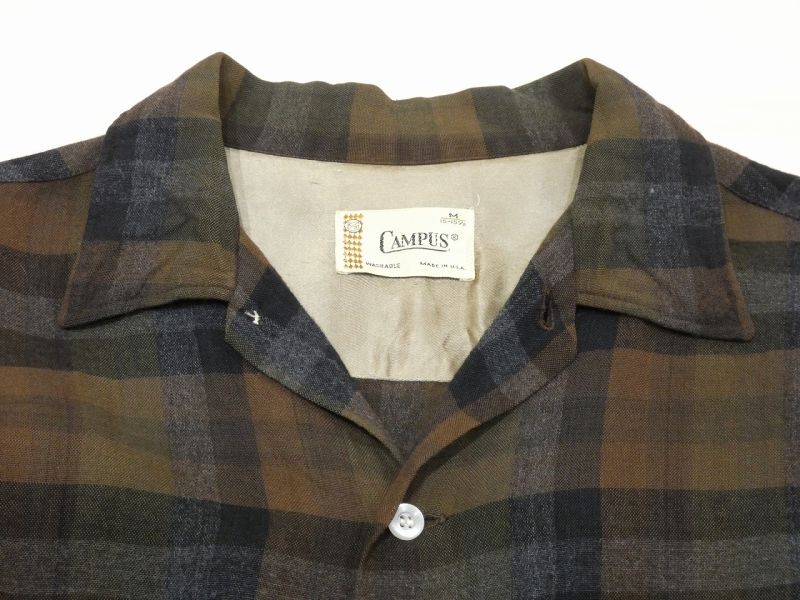 1960's CAMPUS L/S Ombre Checked Rayon Shirt | BETTER-online