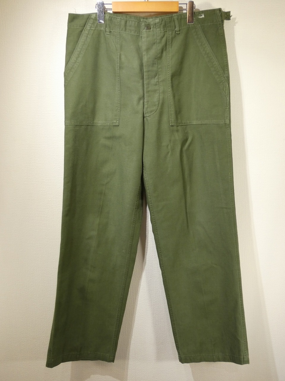 60s '64 US ARMY OG-107 COTTON SATEEN UTILITY BAKER PANTS - RICUR