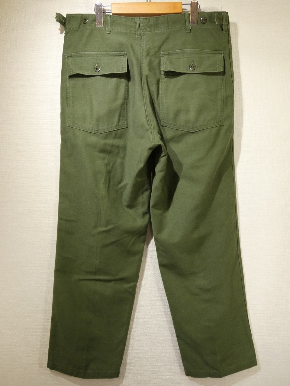 60s '64 US ARMY OG-107 COTTON SATEEN UTILITY BAKER PANTS - RICUR
